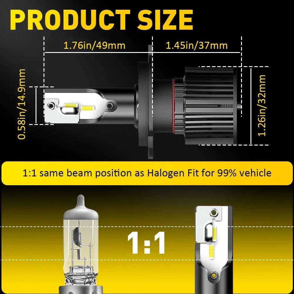 2X 12V HB2 9003 H4 LED Headlights Canbus Hi/Lo Bulb for Ford fiesta Audi Honda Lexus BMW H4 LED Headlamp High & Low Beam - Auto Part Pro Switzerland