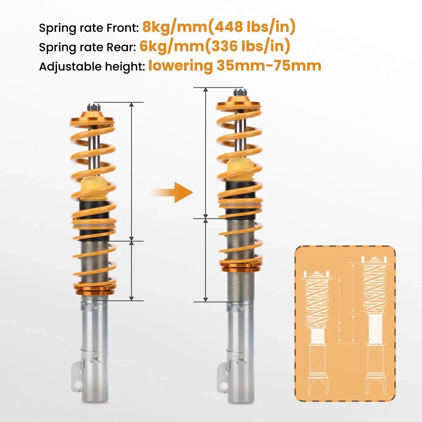 Coilovers For VW Golf MKIV MK4 1J1 Seat Leon 1M1 1.8T 1.9 TDi 2.3V5 Suspension FOR VW NEW BEETLE (9C1, 1C1) FWD 01/1998-11/2010 - Auto Part Pro Switzerland