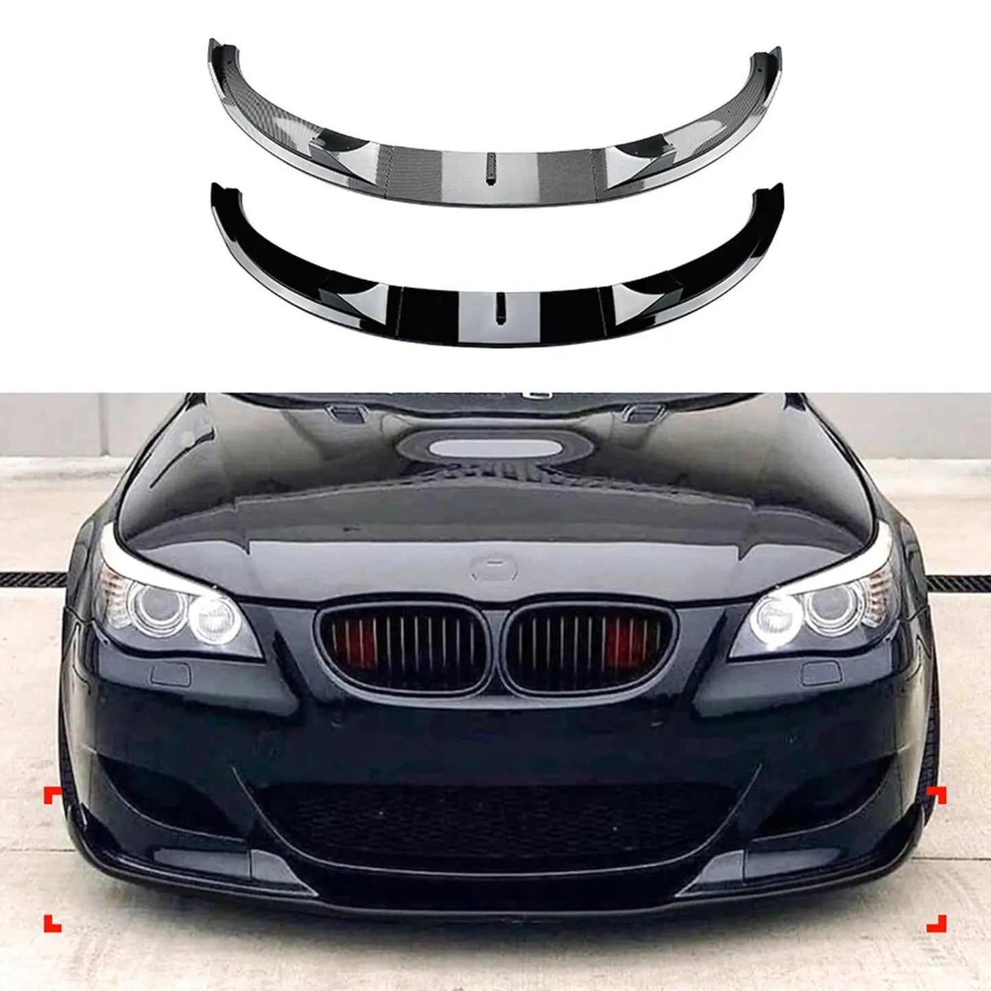 BMW 5 Series E60 E61 M5 2005-2010 Front Bumper Spoiler Lip Carbon Fiber Look/Gloss Black Car Lower Splitter Body Kit Blade - Auto Part Pro Switzerland