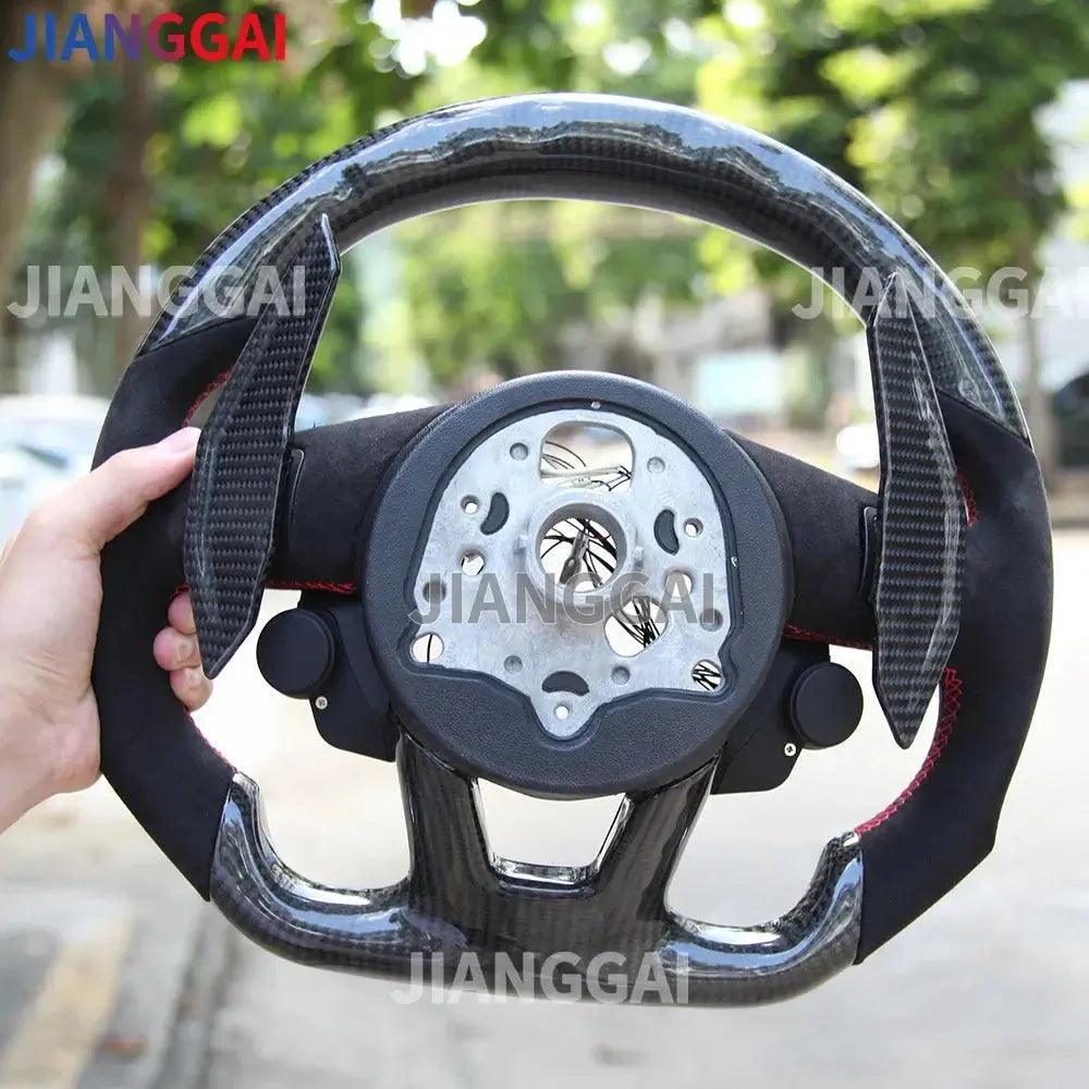 Led Carbon Fiber Steering Wheel For Audi RS3 RS4 RS5 S3 S4 S5 A3 A5 A4 2016-2021 Sport Steering Wheel Start Buttons Paddles - Auto Part Pro Switzerland