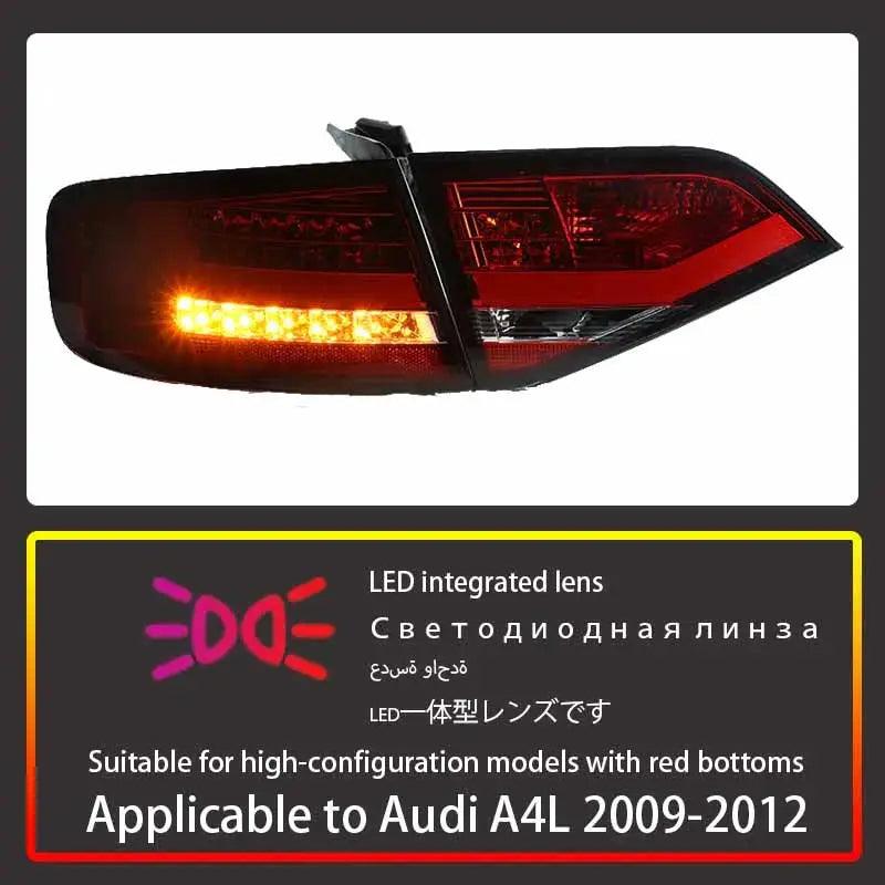 Applicable to 09-12 Audi A4L taillight assembly modified LED light guide running light brake light fog light black - Auto Part Pro Switzerland
