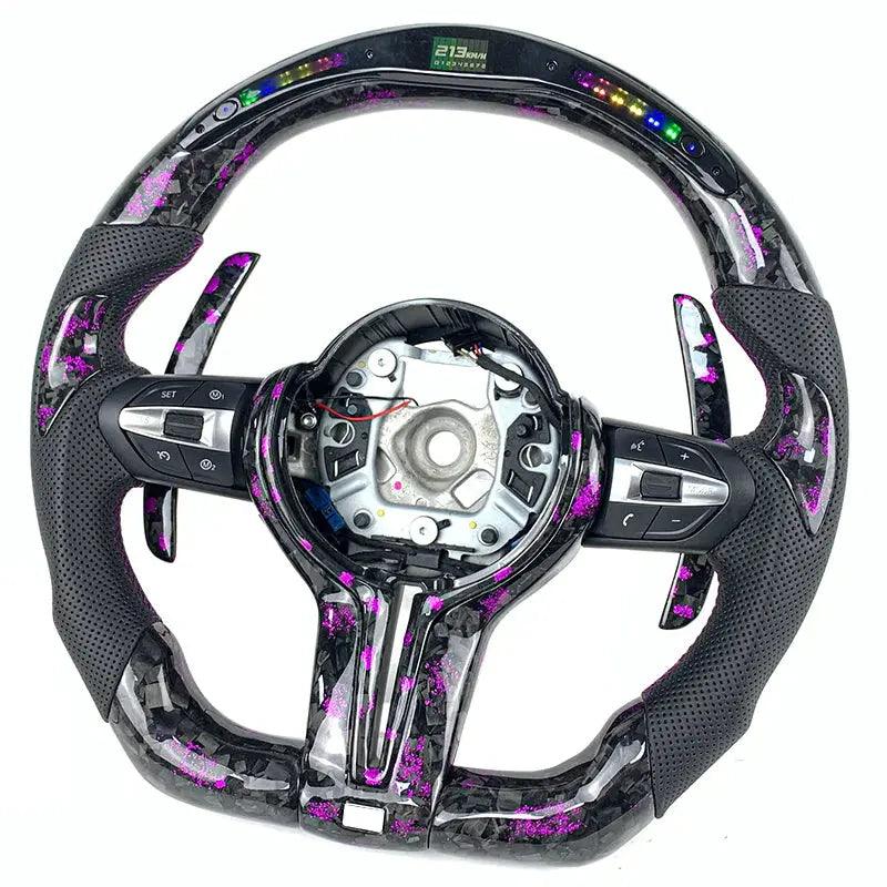 HYCS LED Purple Petal Forged Carbon Fiber Steering Wheel For BMW F20 F22 F30 F35 F32 F01 F02 F10 F18 M2 M3 M4 M5 - Auto Part Pro Switzerland