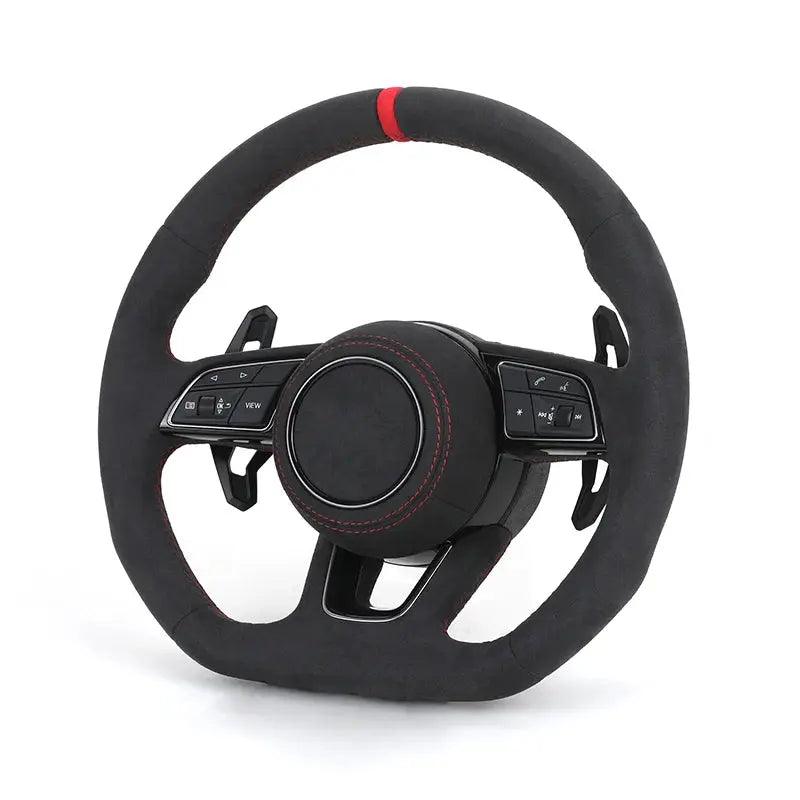 Car Start Button S-Line Half Alcantara Carbon Fiber Paddle LED Steering Wheel for TT R8 A4 A5 B8 B9 S4 RS6 A6 C7 RS Q5 Q6 - Auto Part Pro Switzerland