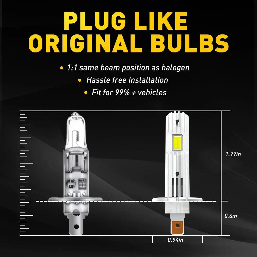 AUXITO 2Pcs 12000LM H1 LED Headlight Bulb H1 LED Canbus Car Head Fog Light 6500K White 12V 60W No Fan for Volkswagen VW Kia - Auto Part Pro Switzerland