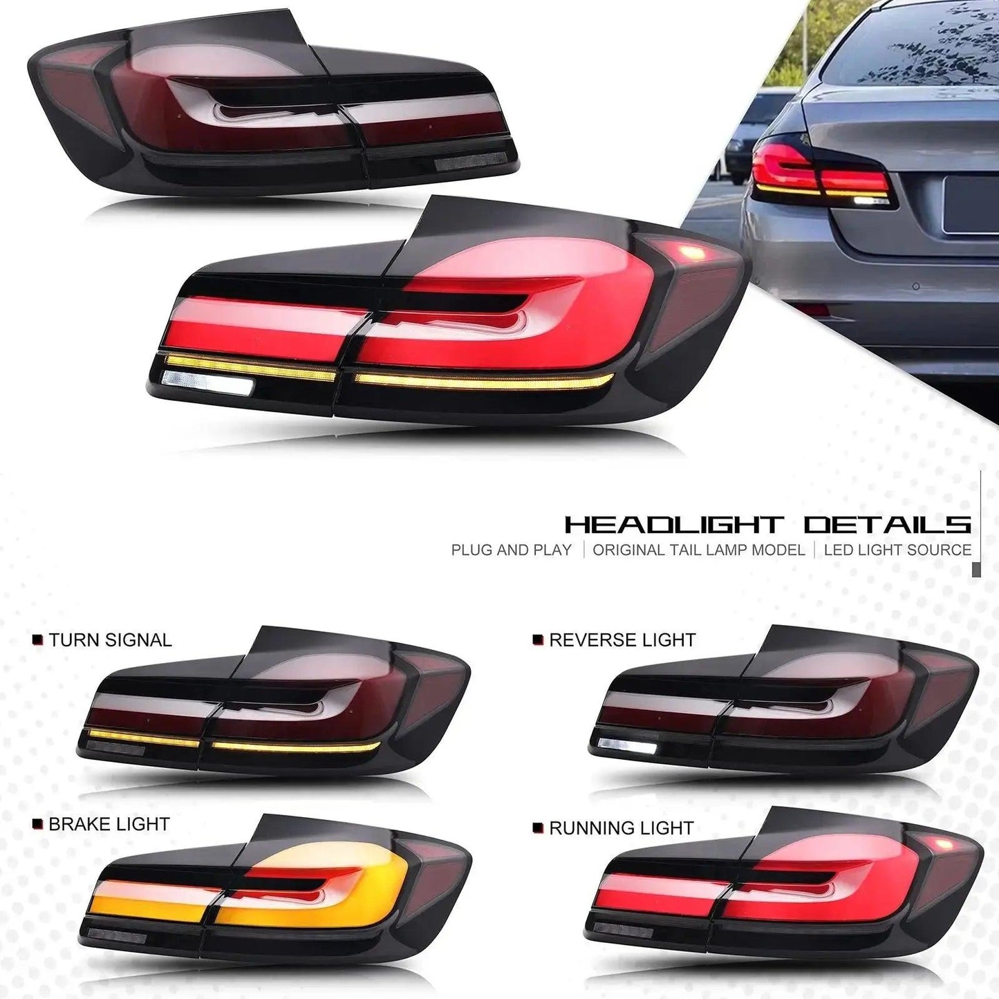 Car LED Headlight + Tail Light Assemblies For BMW F10 F18 2010-2017 Auto Fog DRL Brake Turn Signal Lamp Plug and Play - Auto Part Pro Switzerland