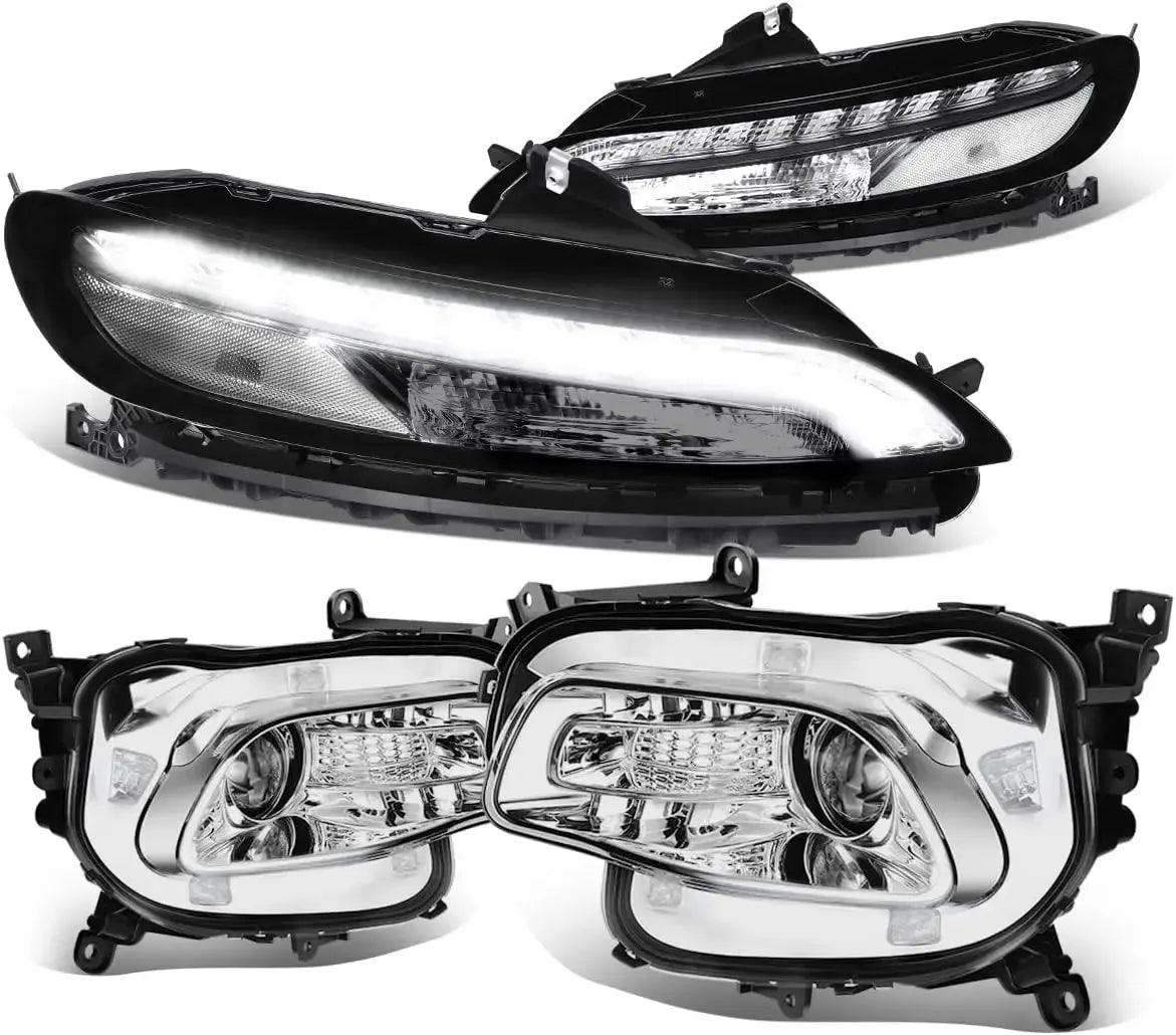 Auto Dynasty 4Pcs Factory Style Projector Headlights and LED DRL Signal Lamps Compatible with Cherokee 2014-2018, Driver an - Auto Part Pro Switzerland
