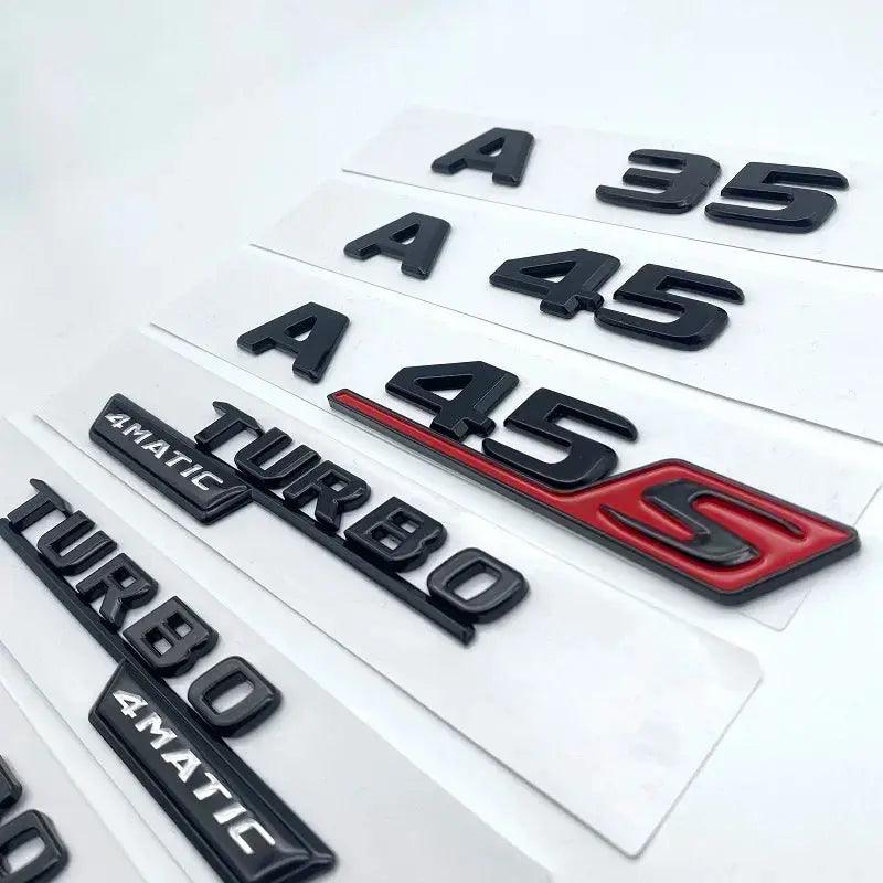 3D ABS Glossy Black Letters A35 A45 A45S Turbo 4matic Emblem for Mercedes Benz AMG Car Fender Trunk Rear W176 W177 Logo Sticker - Auto Part Pro Switzerland