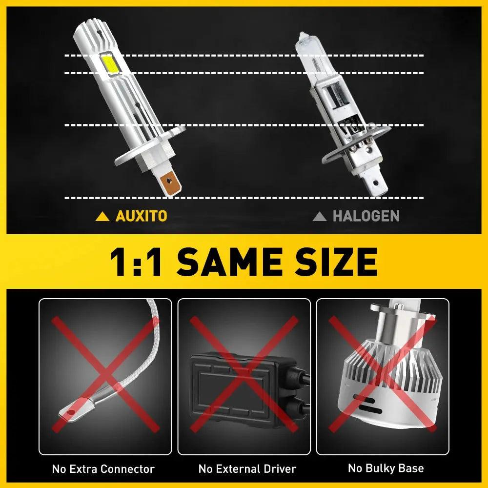 AUXITO 2Pcs 12000LM H1 LED Headlight Bulb H1 LED Canbus Car Head Fog Light 6500K White 12V 60W No Fan for Volkswagen VW Kia - Auto Part Pro Switzerland