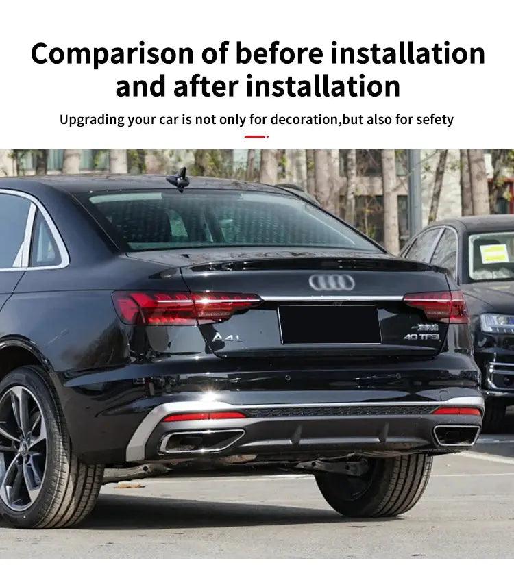 Audi A4 2017-2022 Rear Bumper Diffuser Shark Fin Spoiler Kit ABS - Auto Part Pro Switzerland