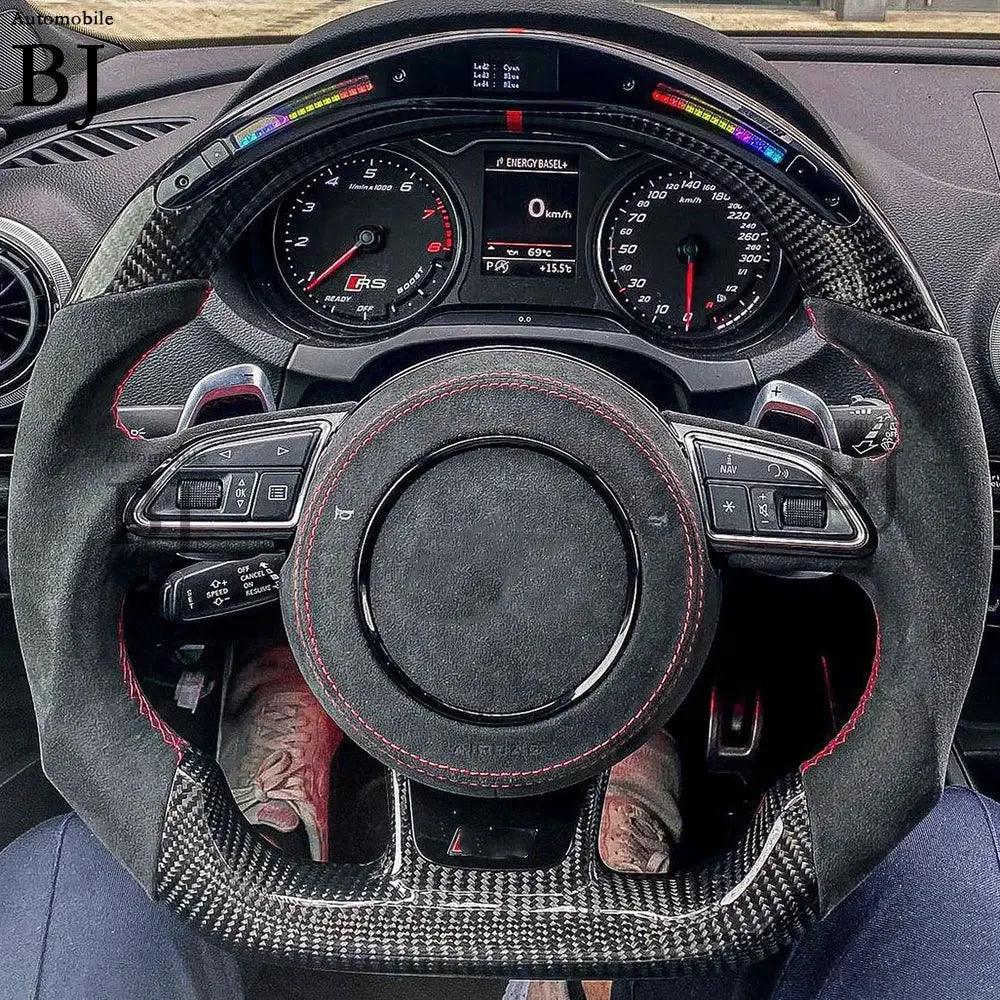 LED Steering Wheel Fit For Audi RS3 RS4 RS5 RS6 RS7 S3 S4 S5 A3 A4 A5 Carbon Fiber Racing Steering Wheel - Auto Part Pro Switzerland