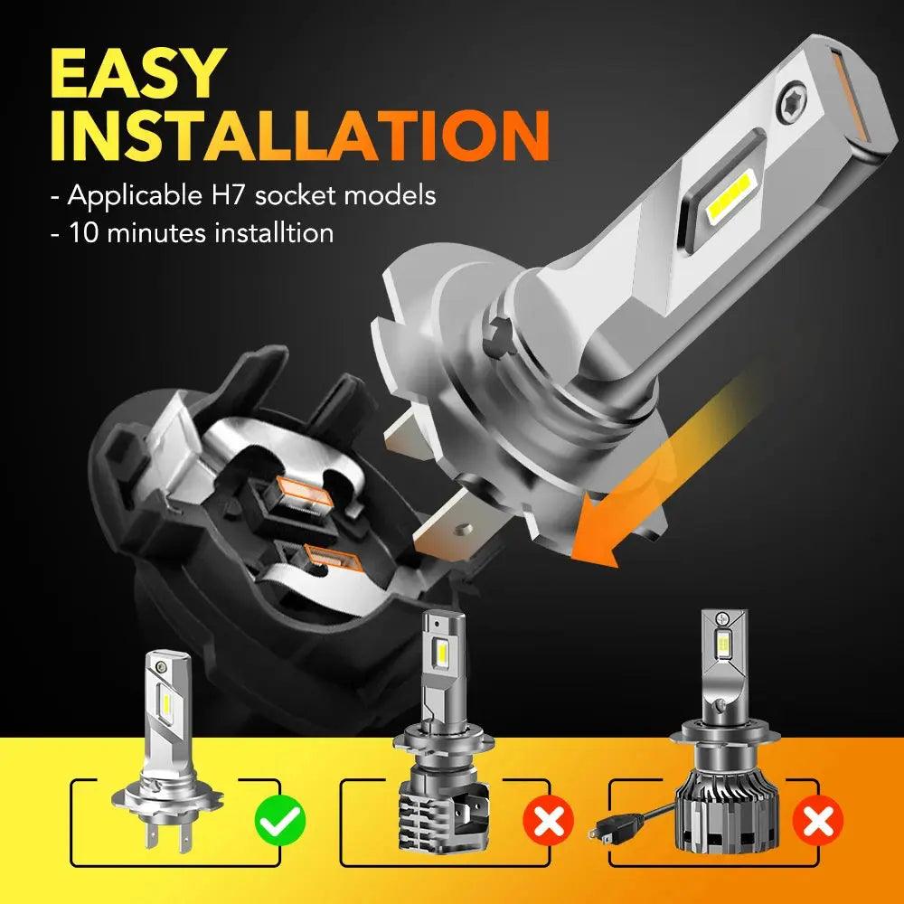 OXILAM Super Bright 2Pcs H7 LED Headlight Bulb Fanless Ultra Strong H7 CSP Slim LED Headlamp for VW Golf 7 mk6 Jetta Sharan Polo - Auto Part Pro Switzerland