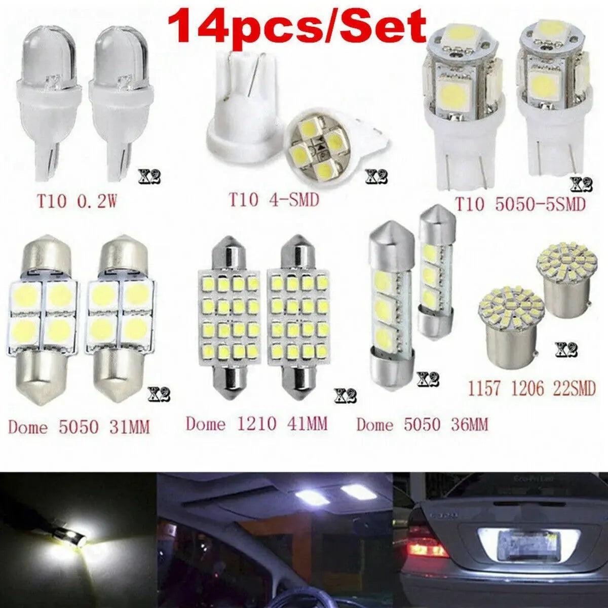 14Pcs LED Interior Package Kit for T10 36mm Map Dome License Plate Lights White - Auto Part Pro Switzerland