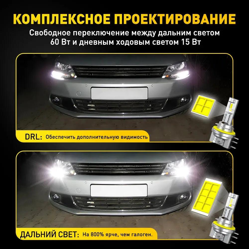 30000LM 60W H15 LED Headlight Canbus Bulb High Low Beam for VW golf 7 MK6 Skoda BMW Mercedes Ford Mazda CX5 H15 LED DRL - Auto Part Pro Switzerland