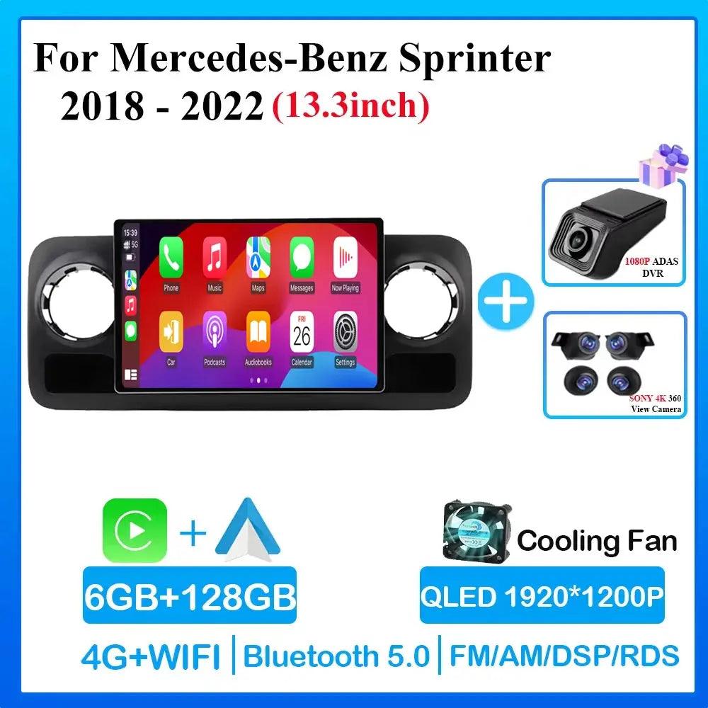 13.3 Inch Carplay Android Car Radio For MERCEDES-BENZ SPRINTER 2018 2019- 2022 Multimedia Center 4G DVD Wifi Bluetooth Display - Auto Part Pro Switzerland
