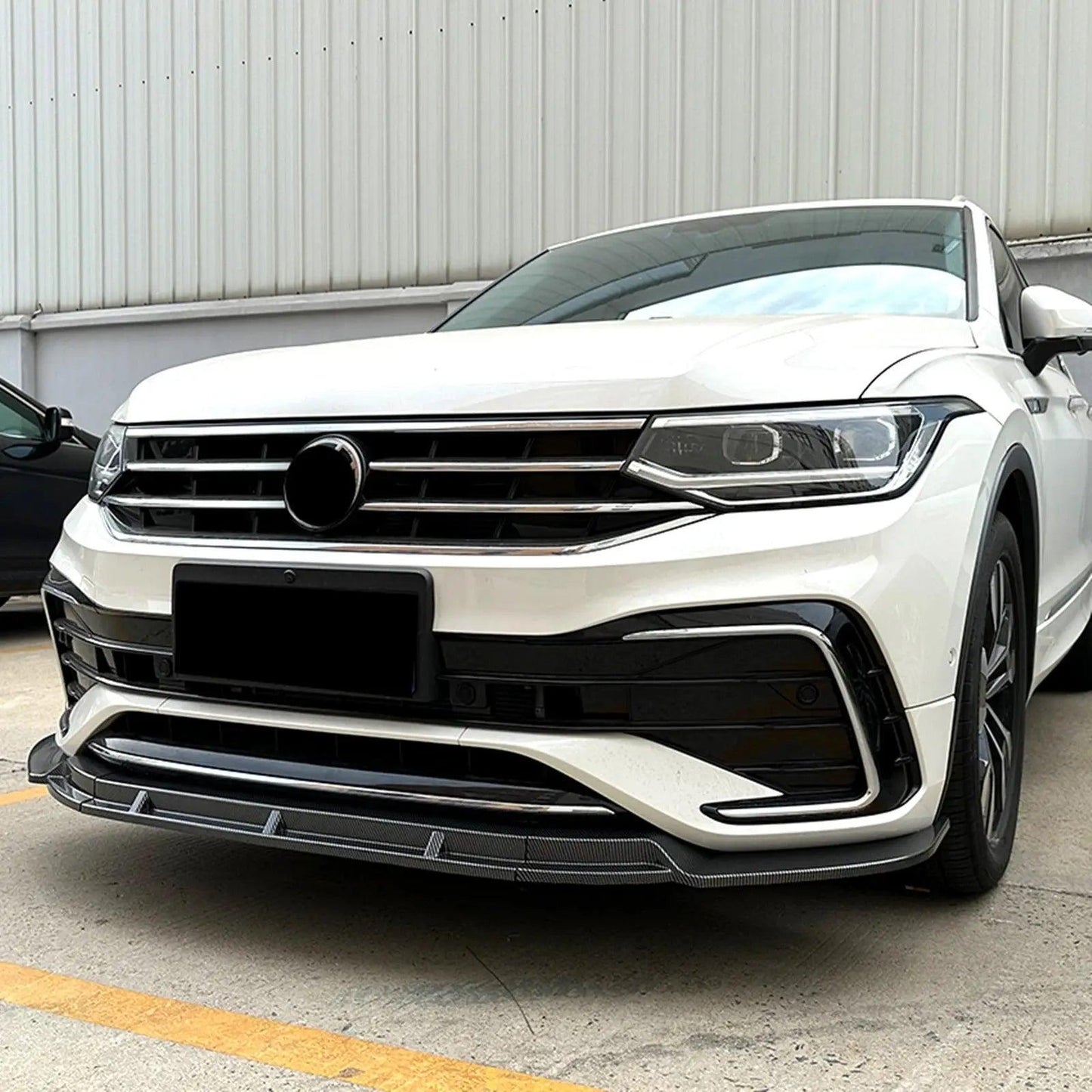 For Volkswagen VW Tiguan Rline 2021 2022 2023 Front Bumper Spoiler Lip Gloss Black/Carbon Fiber Look Lower Splitter Lip Body Kit - Auto Part Pro Switzerland
