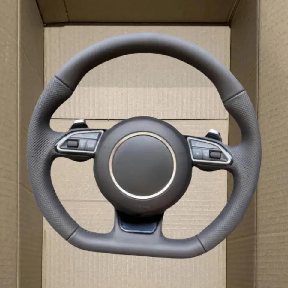 Leather Car Steering Wheel For Audi RS3 RS4 RS5 RS6 RS7 S3 S4 S5 2012-2016 With Paddle Shifters Flat Bottom Steering Wheel - Auto Part Pro Switzerland