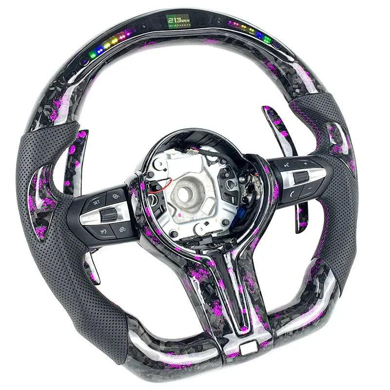HYCS LED Purple Petal Forged Carbon Fiber Steering Wheel For BMW F20 F22 F30 F35 F32 F01 F02 F10 F18 M2 M3 M4 M5 - Auto Part Pro Switzerland