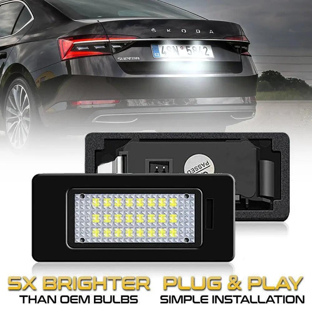 2Pcs 6000K Car LED Tail License Plate Light Number Lamps For Skoda Octavia Fabia Superb Kodiaq Karoq Rapid Yeti Scout - Auto Part Pro Switzerland