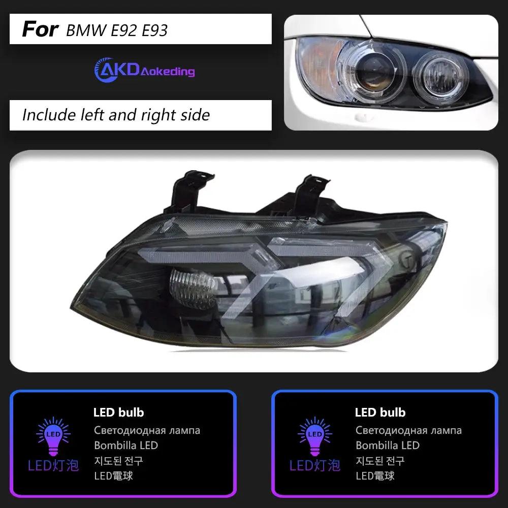AKD Head Lamp for BMW E92 LED Headlight 2011-2013 Headlights E92 330I 335I DRL Turn Signal High Beam Angel Eye Projector Lens - Auto Part Pro Switzerland