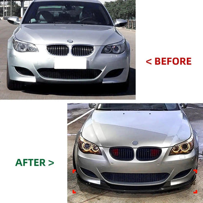 BMW 5 Series E60 E61 M5 2005-2010 Front Bumper Spoiler Lip Carbon Fiber Look/Gloss Black Car Lower Splitter Body Kit Blade - Auto Part Pro Switzerland