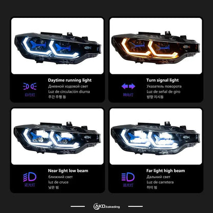 AKD Head Lamp for BMW F30 F35 LED Headlight 2013-2019 Headlights 320i 325i DRL Turn Signal High Beam Angel Eye Projector Lens - Auto Part Pro Switzerland