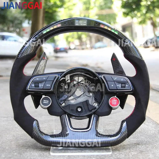 Led Carbon Fiber Steering Wheel For Audi RS3 RS4 RS5 S3 S4 S5 A3 A5 A4 2016-2021 Sport Steering Wheel Start Buttons Paddles - Auto Part Pro Switzerland