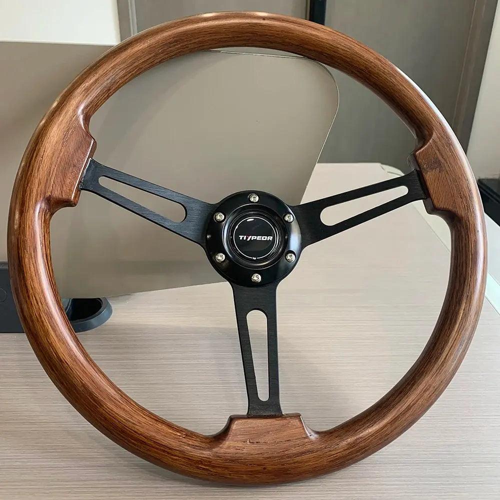 American Black Walnut Solid Wood Log Wind Steering Wheel Retro Volkswagen Porsche Steering Wheel - Auto Part Pro Switzerland