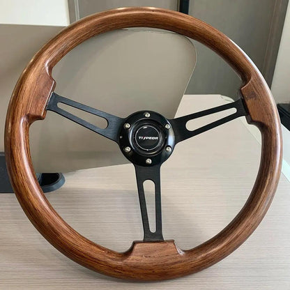 American Black Walnut Solid Wood Log Wind Steering Wheel Retro Volkswagen Porsche Steering Wheel - Auto Part Pro Switzerland