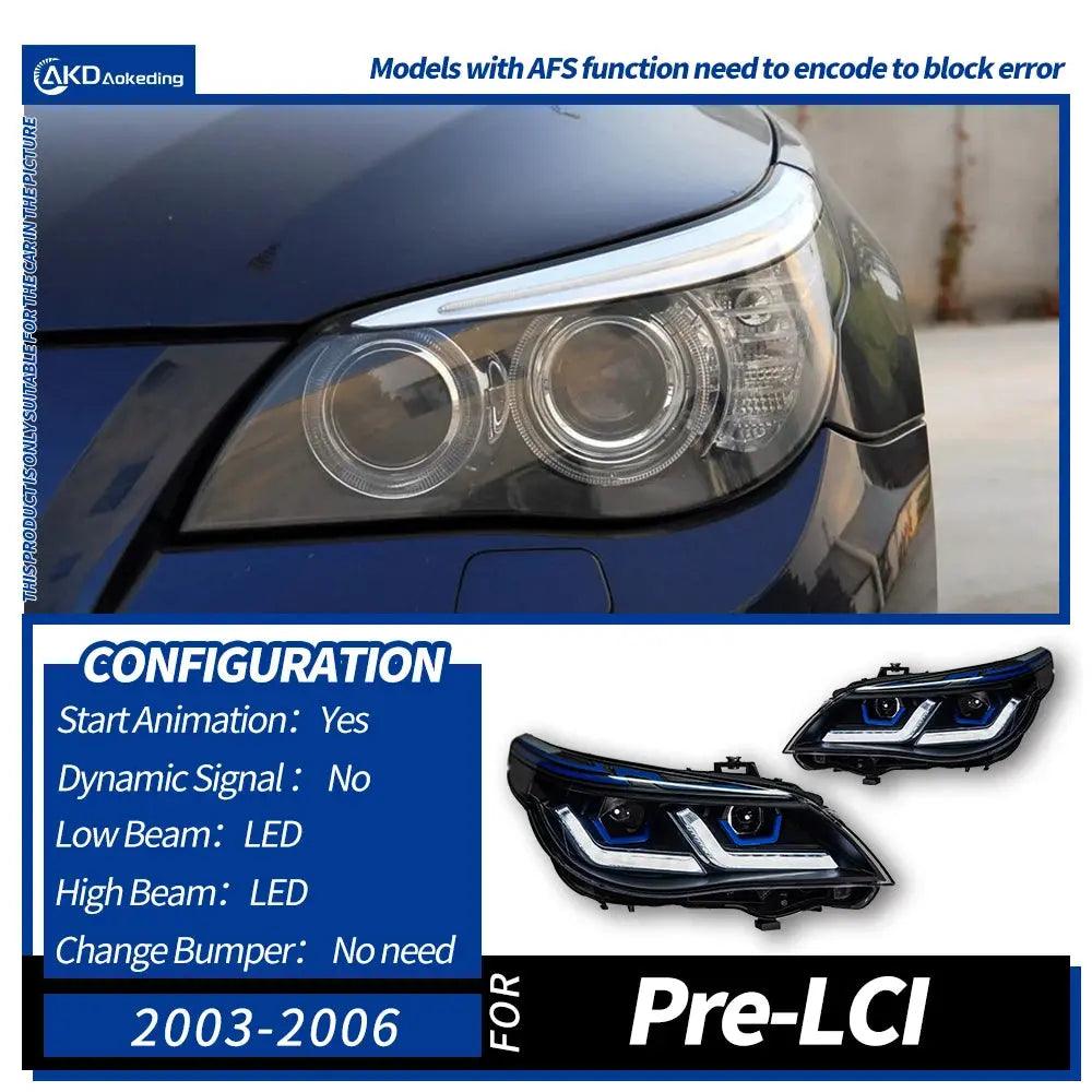 AKD Car Styling Head Lamp for BMW E60 Headlights 2003-2009 523i 530i Angel Eye LED Headlight DRL Hid Bi Xenon Auto Accessories - Auto Part Pro Switzerland