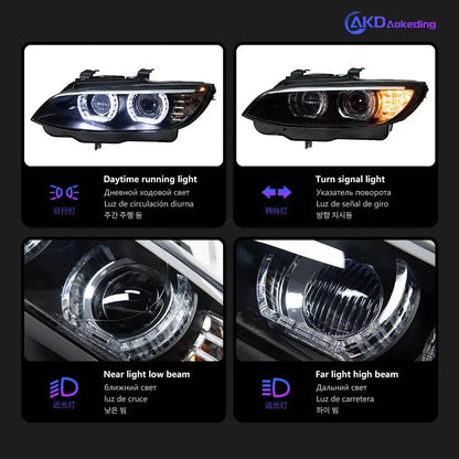 AKD Head Lamp for BMW E92 E93 LED Headlight 2006-2012 Headlights 330I 335I DRL Turn Signal High Beam Angel Eye Projector Lens - Auto Part Pro Switzerland
